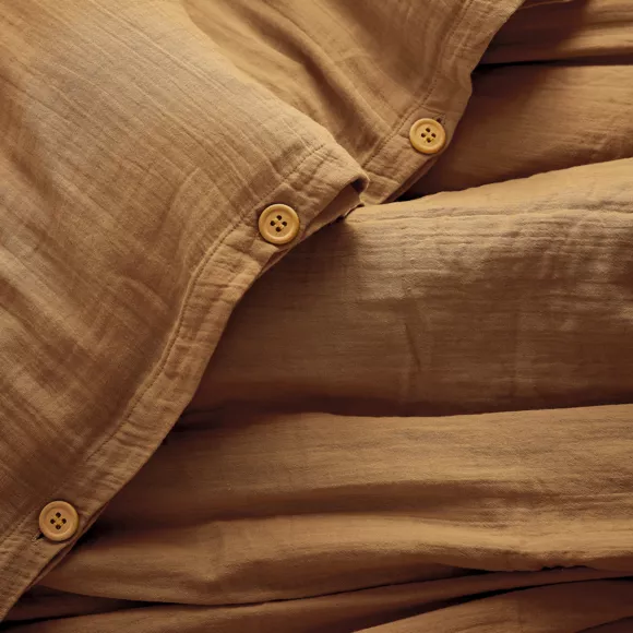 Housse de couette gaze de coton (260 cm) Gaïa Camel 2
