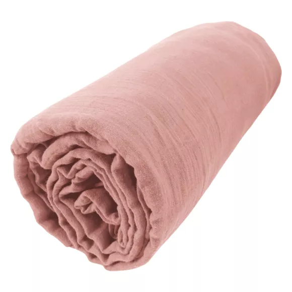 Hoeslaken Katoengaas (140 cm) Gaïa Perzik roze 3