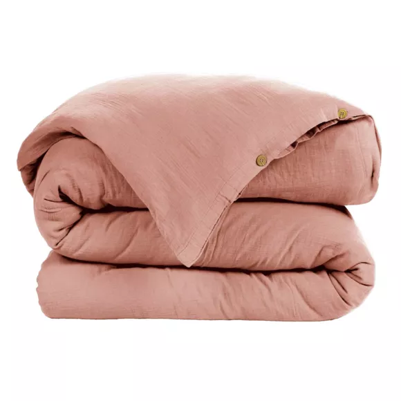 Funda Nórdica en gasa de algodón (140 cm) Gaïa Rosa durazno
