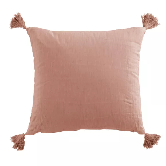 Cuscino quadrato garza di cotone (40 cm) Gaïa Rosa pesca