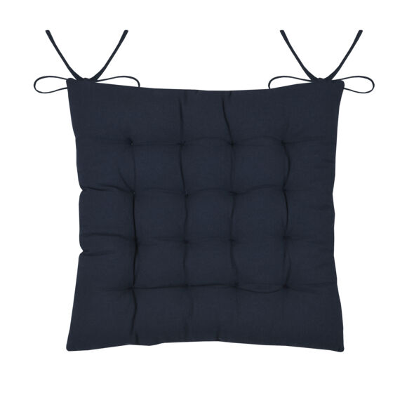 Coussin de chaise carré coton Escale Bleu marine