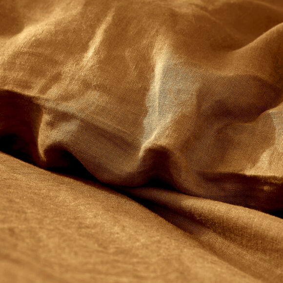 Bettbezug aus gewaschenem Leinen (240 cm) Louise Karamellbraun 2