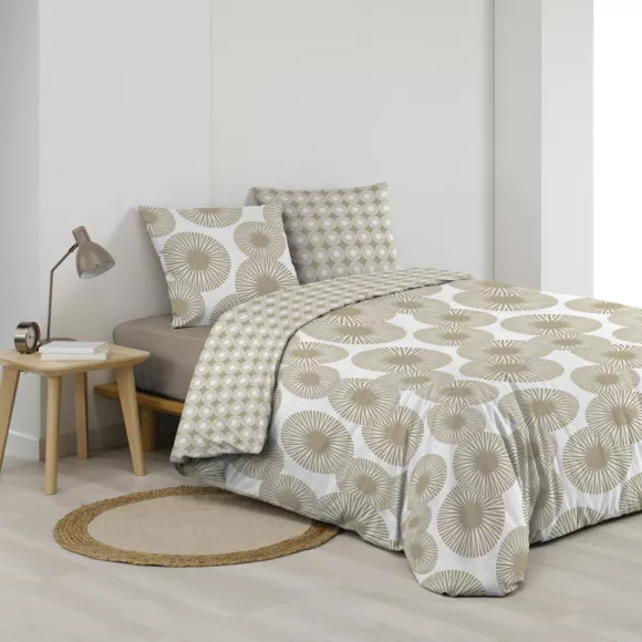 Dekbedovertrek en twee kussenslopen  katoen (240 x 220 cm) Nebulla Beige