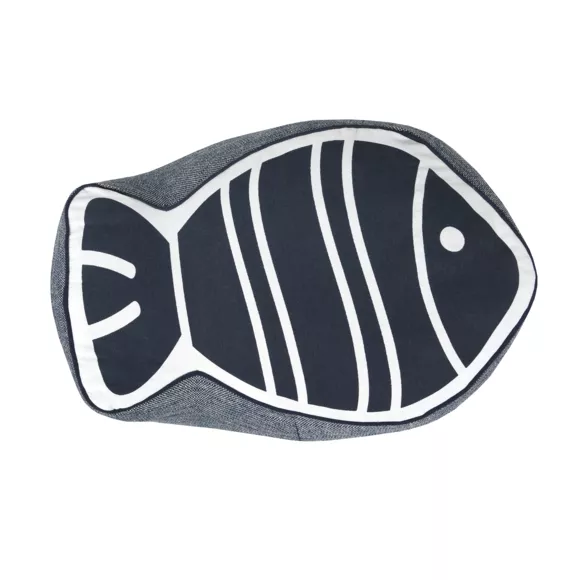 Coussin de sol coton poisson (58 x 30 cm) Escale Bleu marine