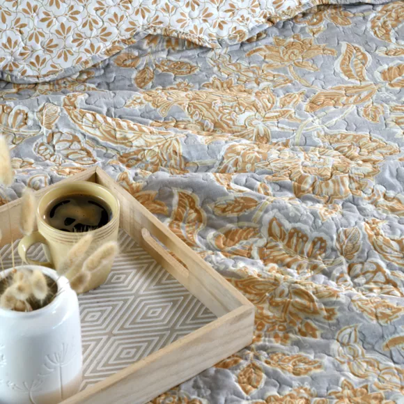 Colcha y fundas de almohada (240 x 220 cm) Nerya Amarillo mostaza