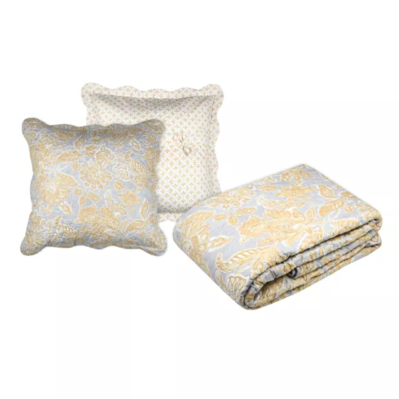 Colcha y fundas de almohada (240 x 220 cm) Nerya Amarillo mostaza