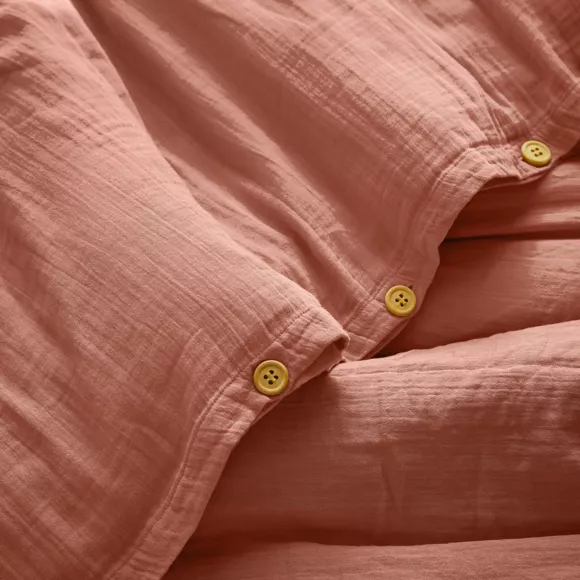 Funda Nórdica en gasa de algodón (240 cm) Gaïa Rosa durazno 2