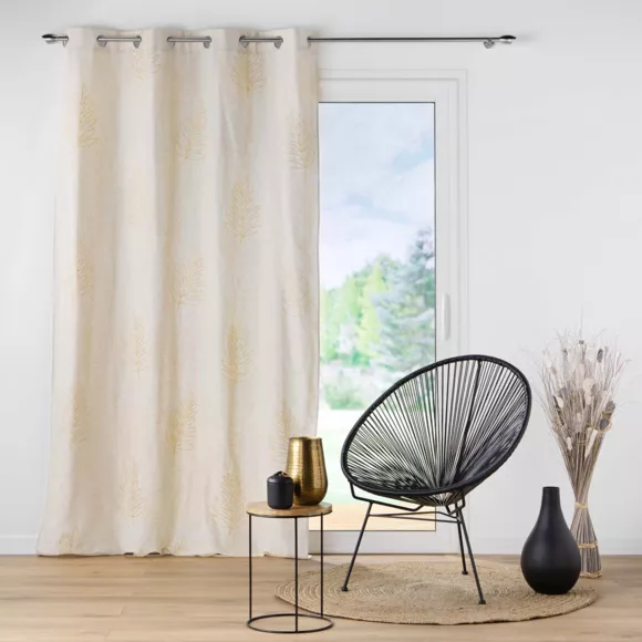 RIDEAU A OEILLETS 140 x 240 CM POLYESTER/LIN APPLIQUE METAL. VENUS