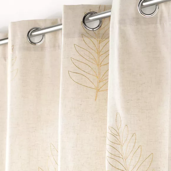 RIDEAU A OEILLETS 140 x 240 CM POLYESTER/LIN APPLIQUE METAL. VENUS