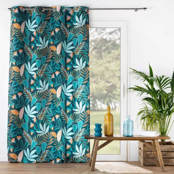 RIDEAU A OEILLETS 140 x 280 CM POLYESTER IMPRIME TILDA VERT