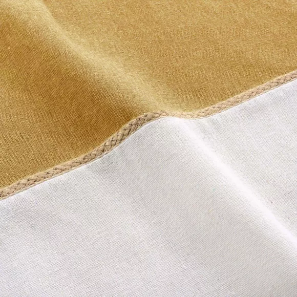 RIDEAU A OEILLETS 140 x 240 CM POLYCOTON UNI+TOP UNI+JUTE JANARA OCRE