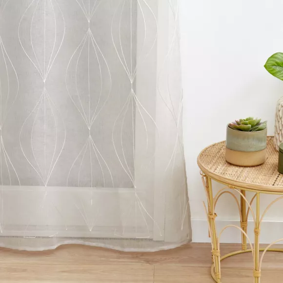 PANNEAU A OEILLETS 140 x 280 CM VOILE SABLE BRODE GALACTEE TAUPE