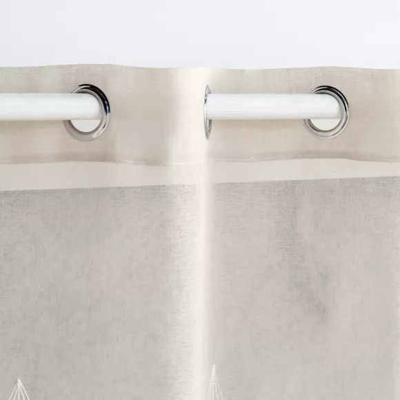 PANNEAU A OEILLETS 140 x 280 CM VOILE SABLE BRODE GALACTEE TAUPE