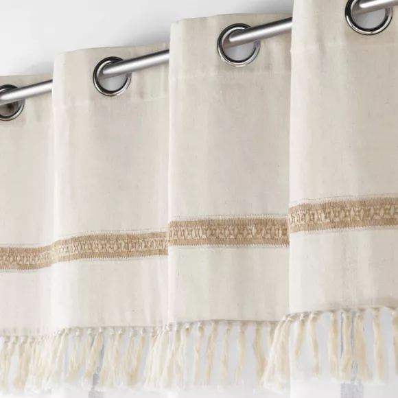 PANNEAU A OEILLETS 140 x 240 CM VOILE SABLE+TOP POLYCOTON+JUTE JANARA NATUREL