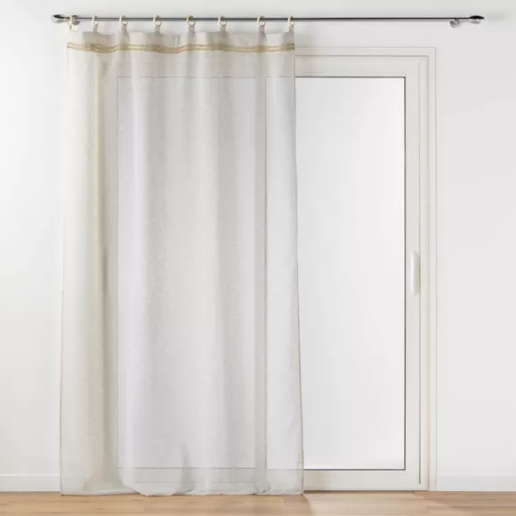 Vitrage met houten ringen (140 x 240 cm) Mileo Beige