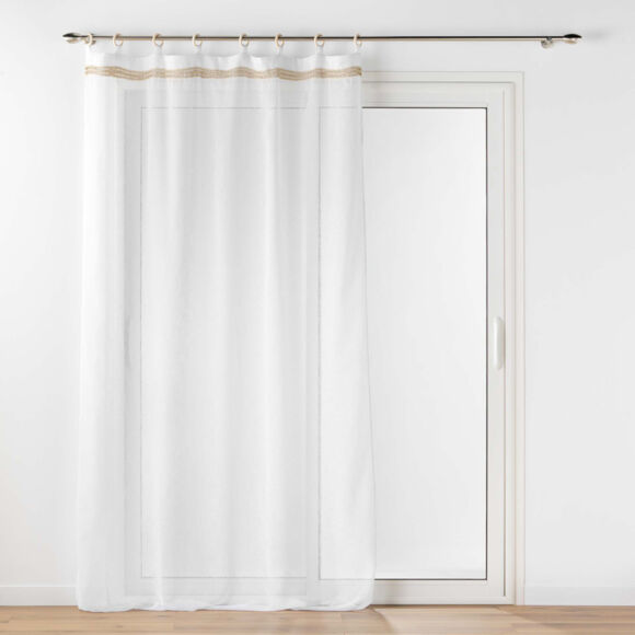 Tenda trasparente occhielli di legno (140 x 240 cm) Mileo Bianco