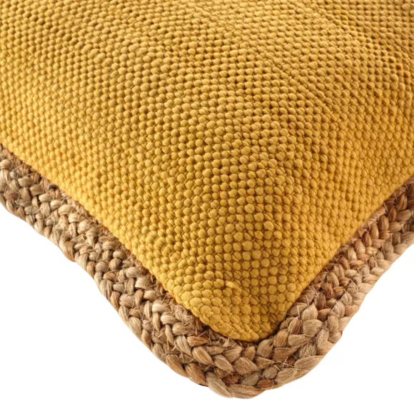 Cojín cuadrado en yute y algodón (45 x 45 cm) Akina Amarillo ocre