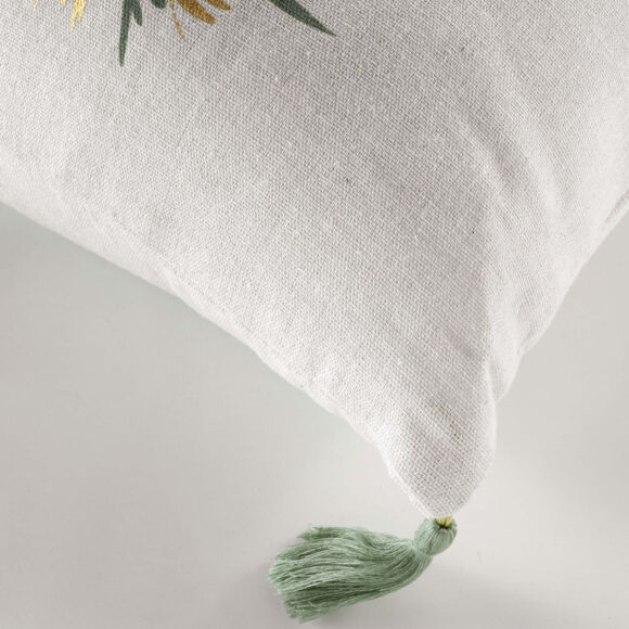 Cojín cuadrado en algodón con pompones (45 x 45 cm) Papete Verde salvia