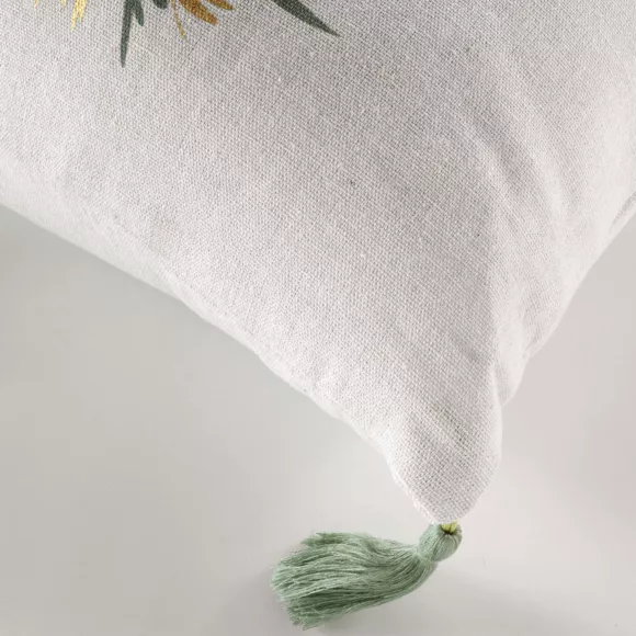 Cuscino quadrato cotone pon pon (45 x 45 cm) Papeete Verde salvia