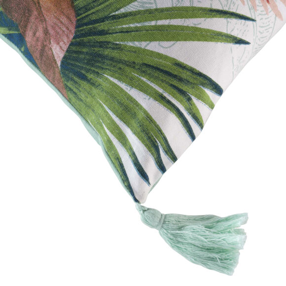 Rechteckiges Kissen Baumwolle mit Pompons (30 x 50 cm) Eden Grün