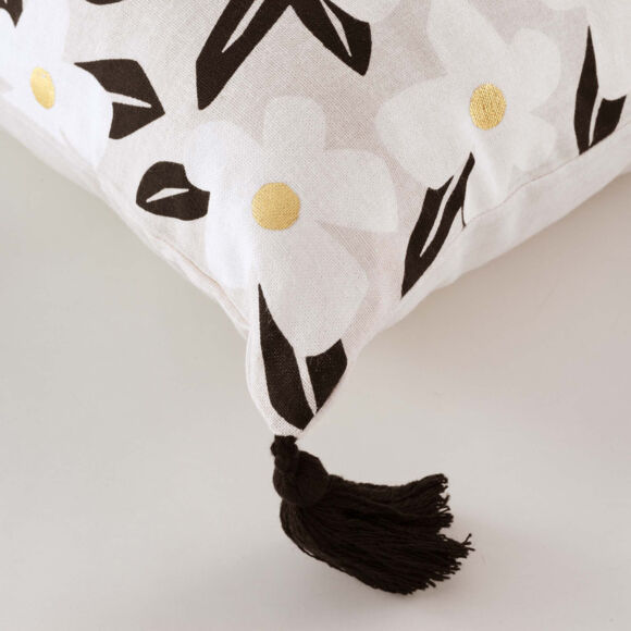Cojín cuadrado en algodón con pompones (45 x 45 cm) Darcy Beige