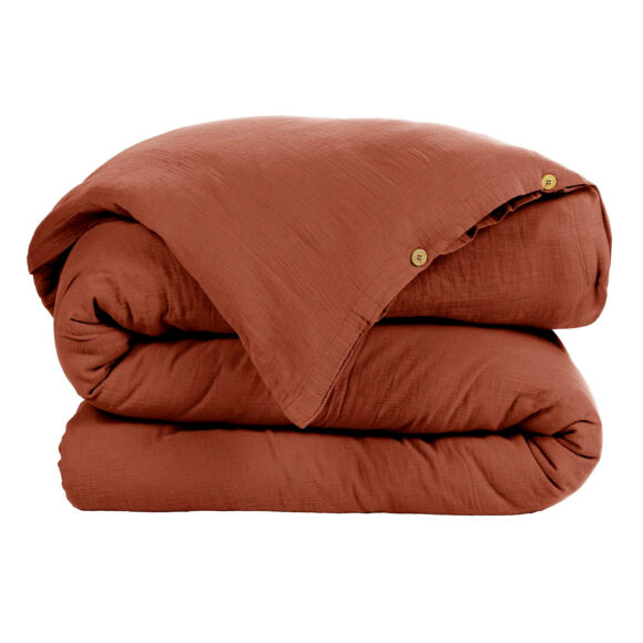Bettbezug aus Baumwoll-Gaze (200 cm) Gaïa Terrakotta 3