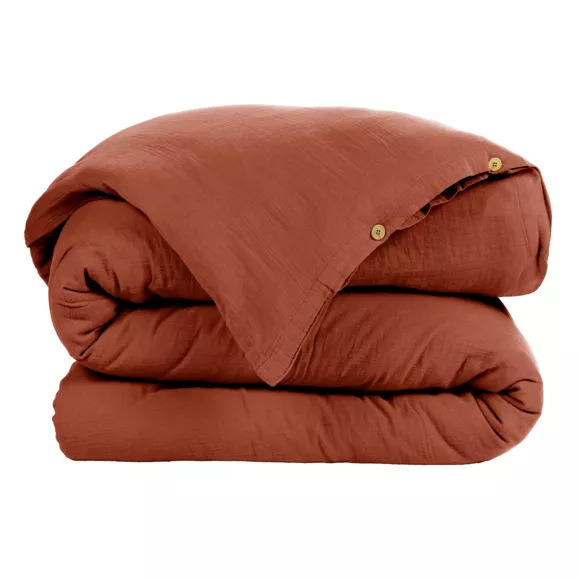 Copripiumino garza di cotone (240 cm) Gaïa Terracotta 3