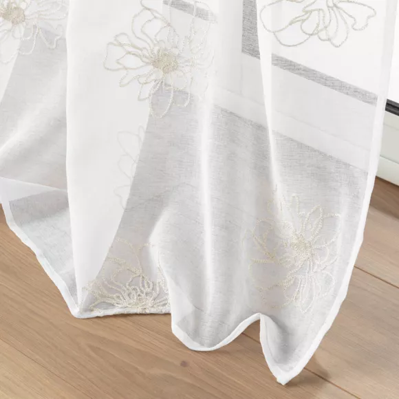 PANNEAU A OEILLETS 140 x 240 CM VOILE SABLE BRODE METALLISE SUBLIMINI OR