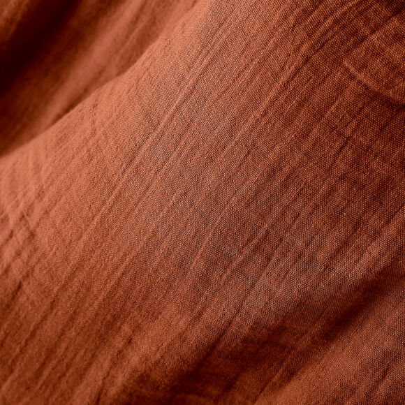 Nappe rectangulaire gaze de coton (L350 cm) Gaïa Terracotta