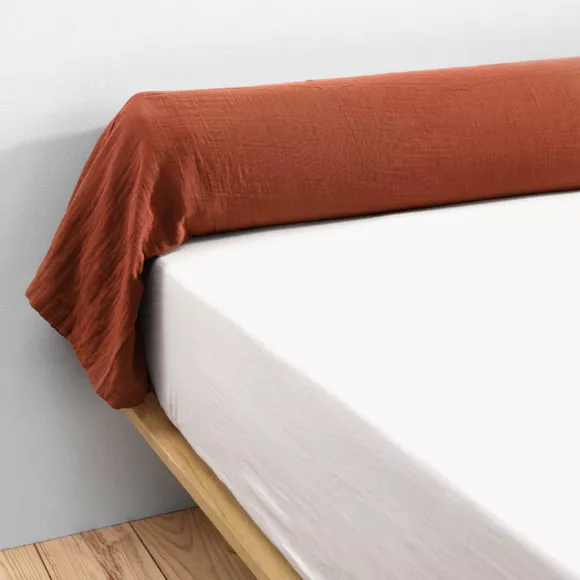 Taie de traversin gaze de coton (L185 cm) Gaïa Terracotta 4