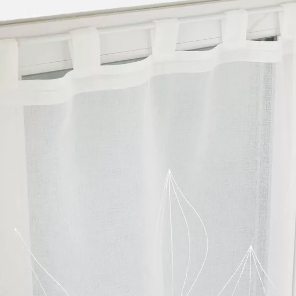 PAIRE DROITE PASSANTS 2 x 60 x 160 CM VOILE SABLE BRODE GALACTEE BLANC