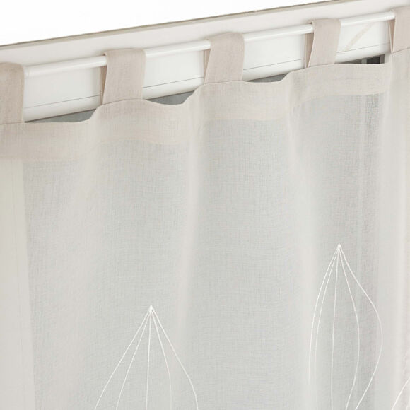 PAIRE DROITE PASSANTS 2 x 60 x 160 CM VOILE SABLE BRODE GALACTEE TAUPE