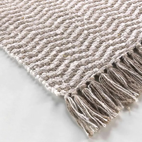 TAPIS RECTANGLE A FRANGES 50 x 80 CM COTON/POLYESTER TISSE ALESSIA