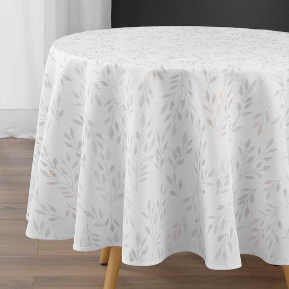 Fleckenabweisende runde Tischdecke (180 cm) Lonigold Weiß