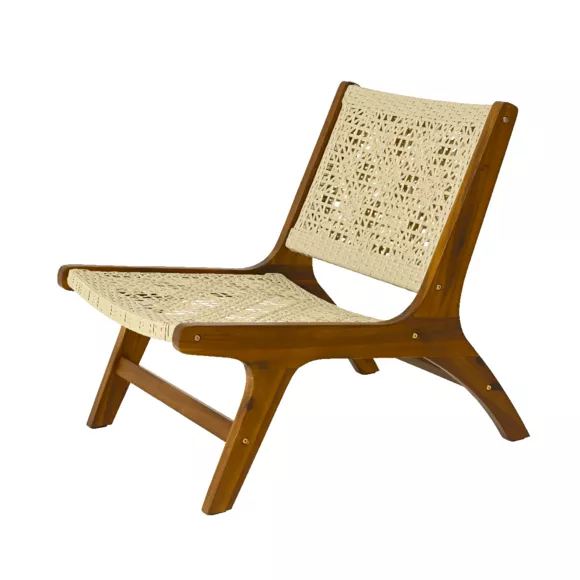 Gartensessel aus Holz und Polyrattan Verona - Weiß