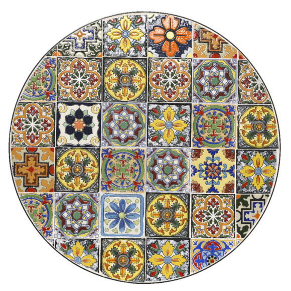 Runder Bistrotisch klappbar aus Mosaic mosaïque Braga - Mehrfarbig