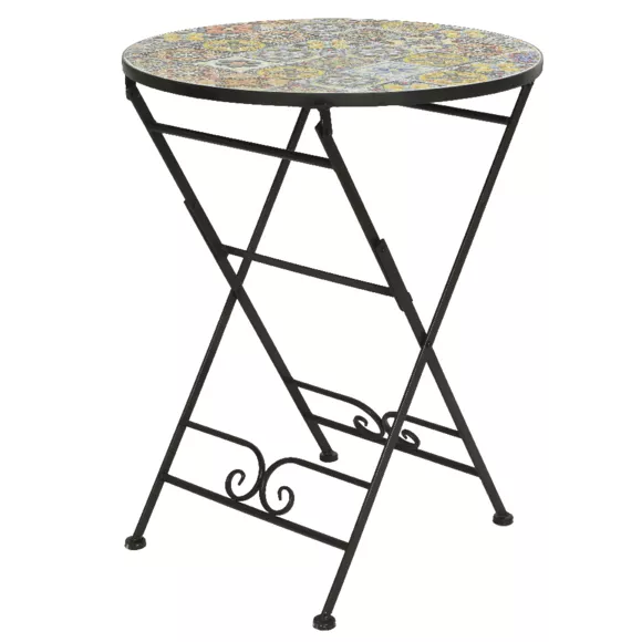 Mesa bistro redonda plegable mosaico Braga - Multicolor