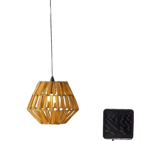 Solar suspension resine tressee fixe
Avec interrupteur:Oui 
brun
 dia22.50-H17.50cm-6L