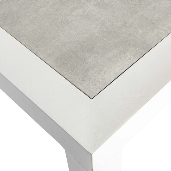 Table de jardin 8 places Aluminium/Céramique Torano (192 x 102 cm) - Blanc/Gris clair