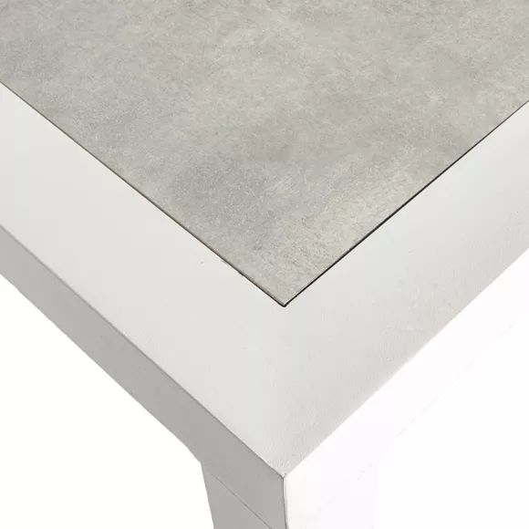 Mesa de jardín 8 plazas Aluminio/Cerámica Torano (192 x 102 cm) - Blanco/Gris claro