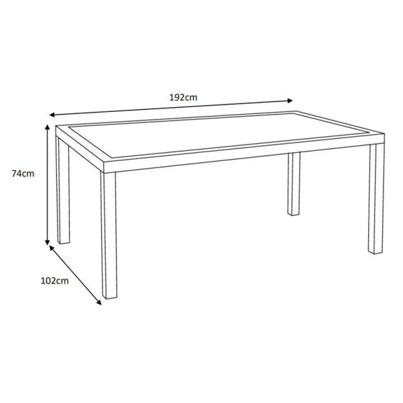Mesa de jardín 8 plazas Aluminio/Cerámica Torano (192 x 102 cm) - Blanco/Gris claro