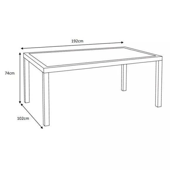 Mesa de jardín 8 plazas Aluminio/Cerámica Torano (192 x 102 cm) - Blanco/Gris claro