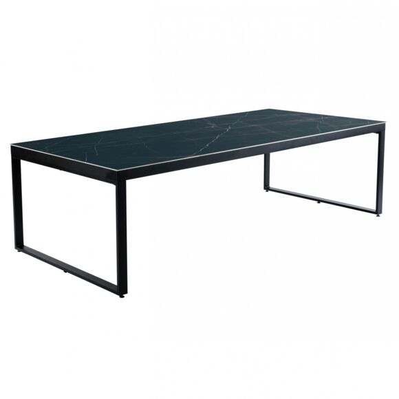 Mesa de jardín 12 personas Aluminio/Cerámica Kore (260 x 120 cm) - Negro/Negro jaspeado