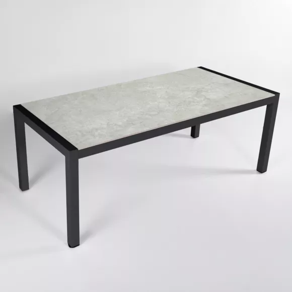 Table de jardin 8 places Aluminium/Céramique Modena (180 x 90 cm) - Gris anthracite/Gris clair