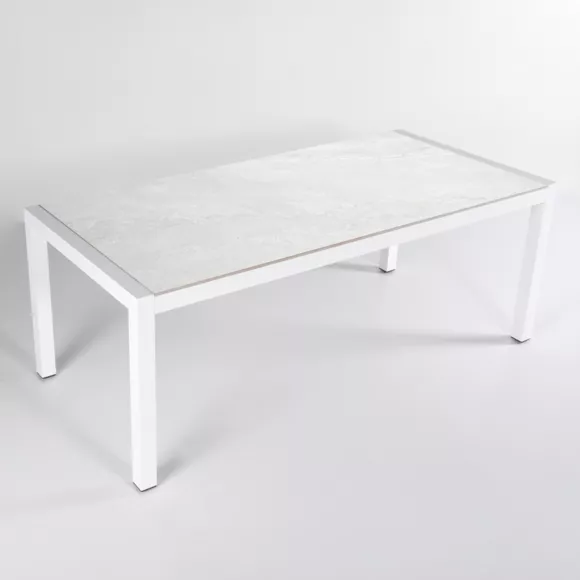 Tuintafel 8 zitplaatsen Aluminium/Keramiek Modena (180 x 90 cm) - Wit/Gris