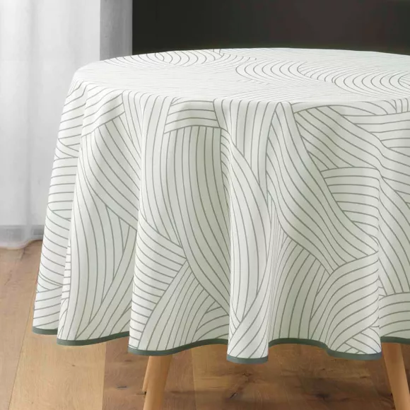 Fleckenabweisende runde Tischdecke (180 cm) Linea Weiß