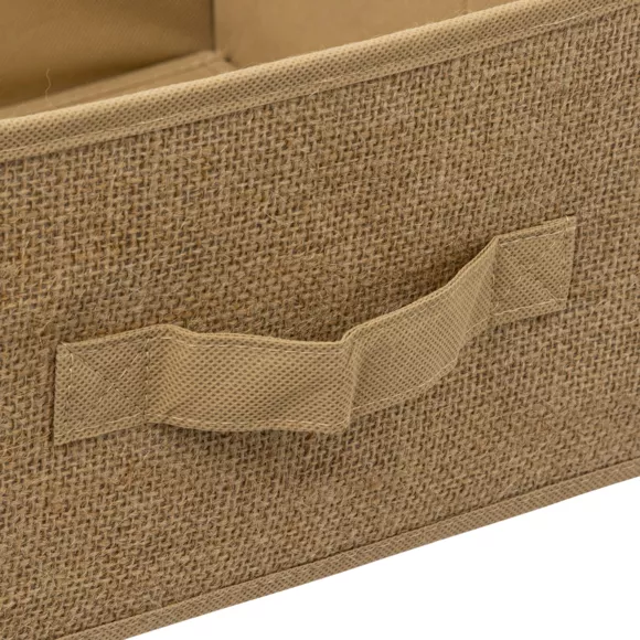BOITE RGMT 31X15 TOILE DE JUTE L, 31 x P, 31 x H, 15 cm Beige Lin