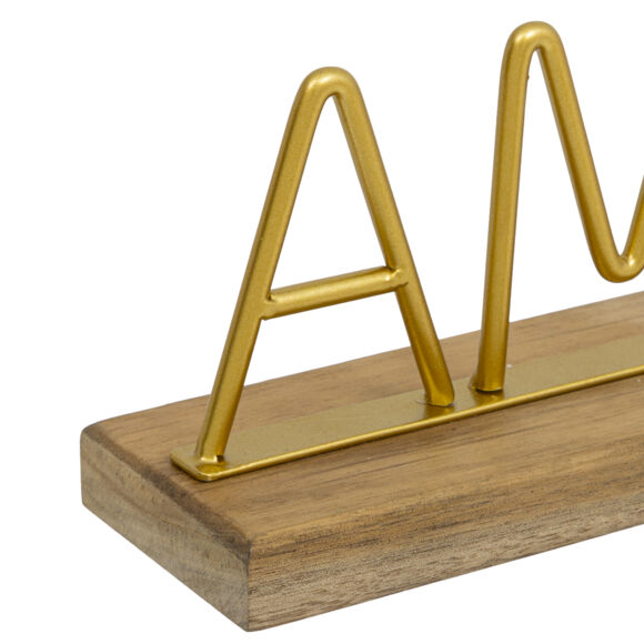 Schriftzug Metall und Holz (25,5 cm) Amour Gold