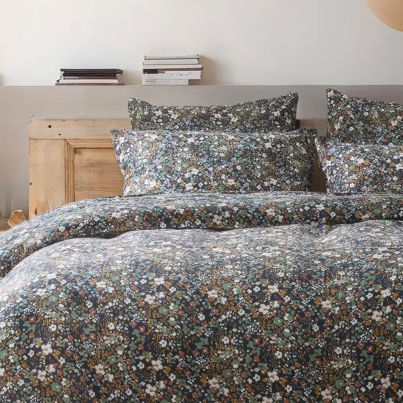 Taie d'oreiller carrée gaze de coton (60 cm) Constance Bleu nuit