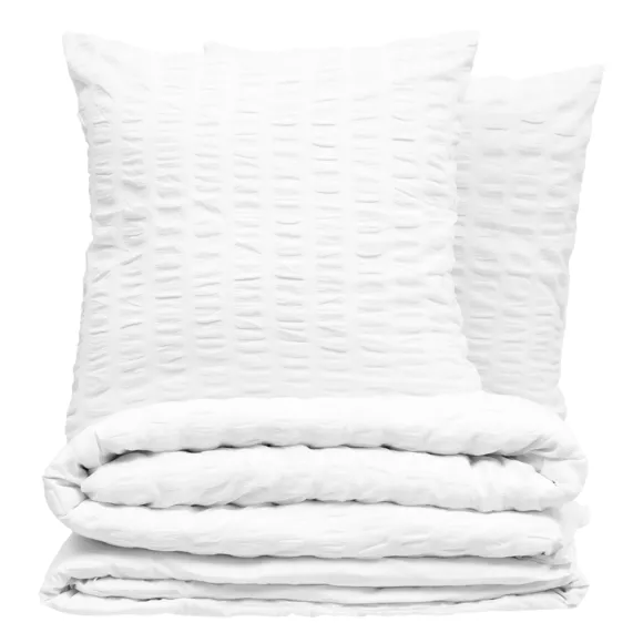 Housse de couette et deux taies polycoton (240 x 220 cm) Irhia Blanche